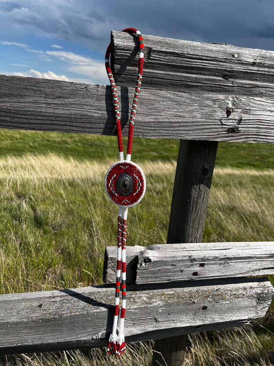 Beaded Bolo Tie - Oval