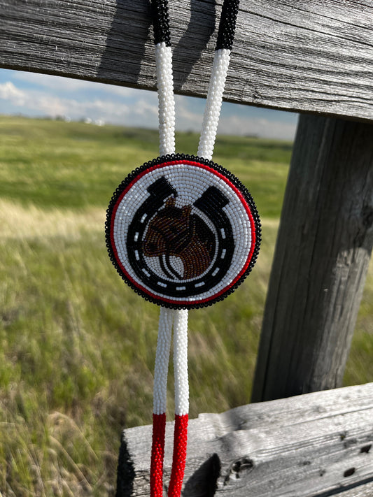 Beaded Bolo Tie - Horse