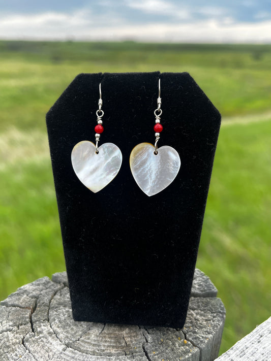 Mother of Pearl Heart Shell Earrings