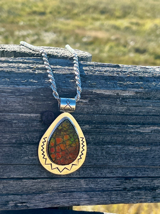 Ammolite Teardrop Pendant (large)