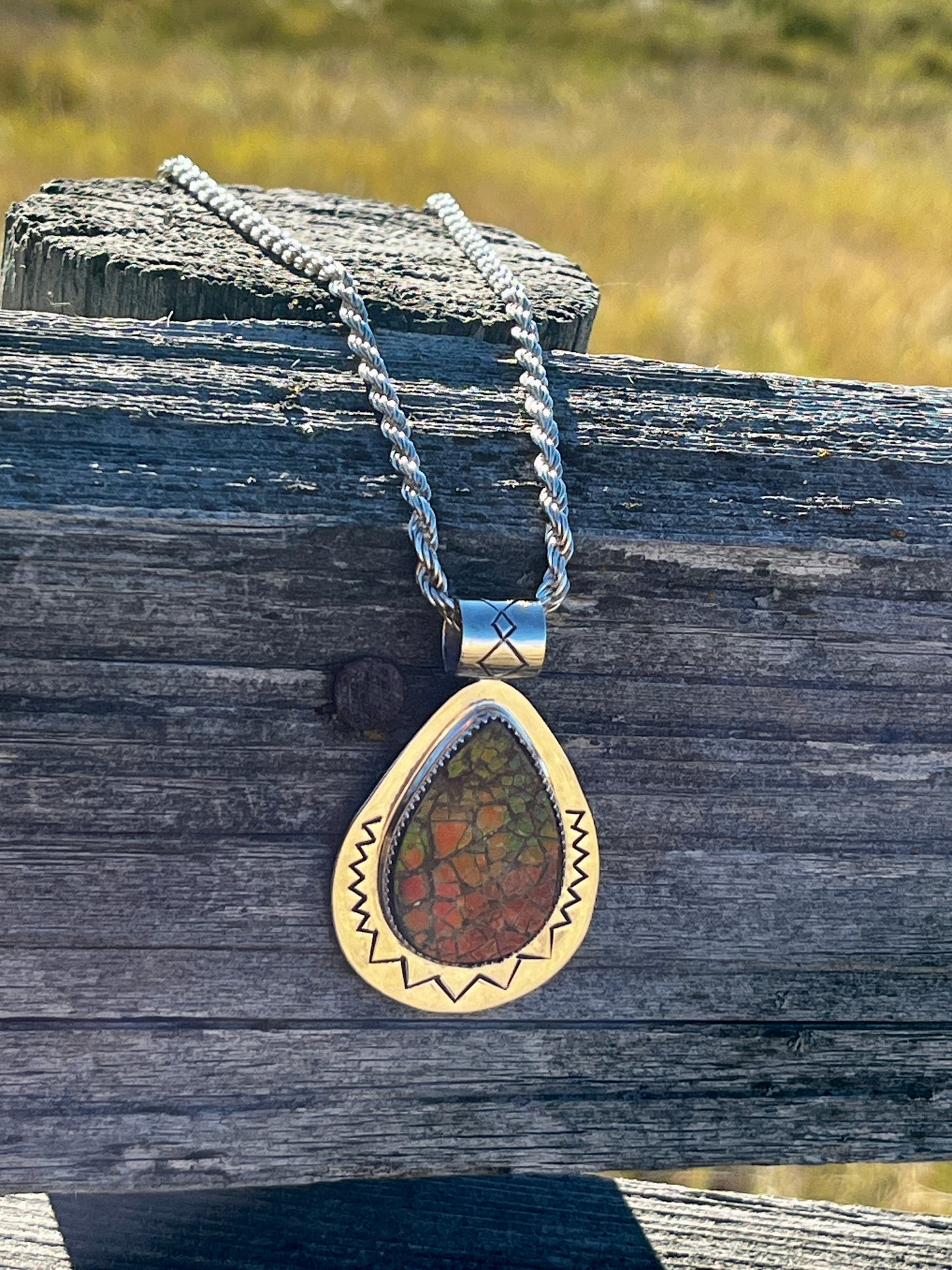 Ammolite Teardrop Pendant (large)