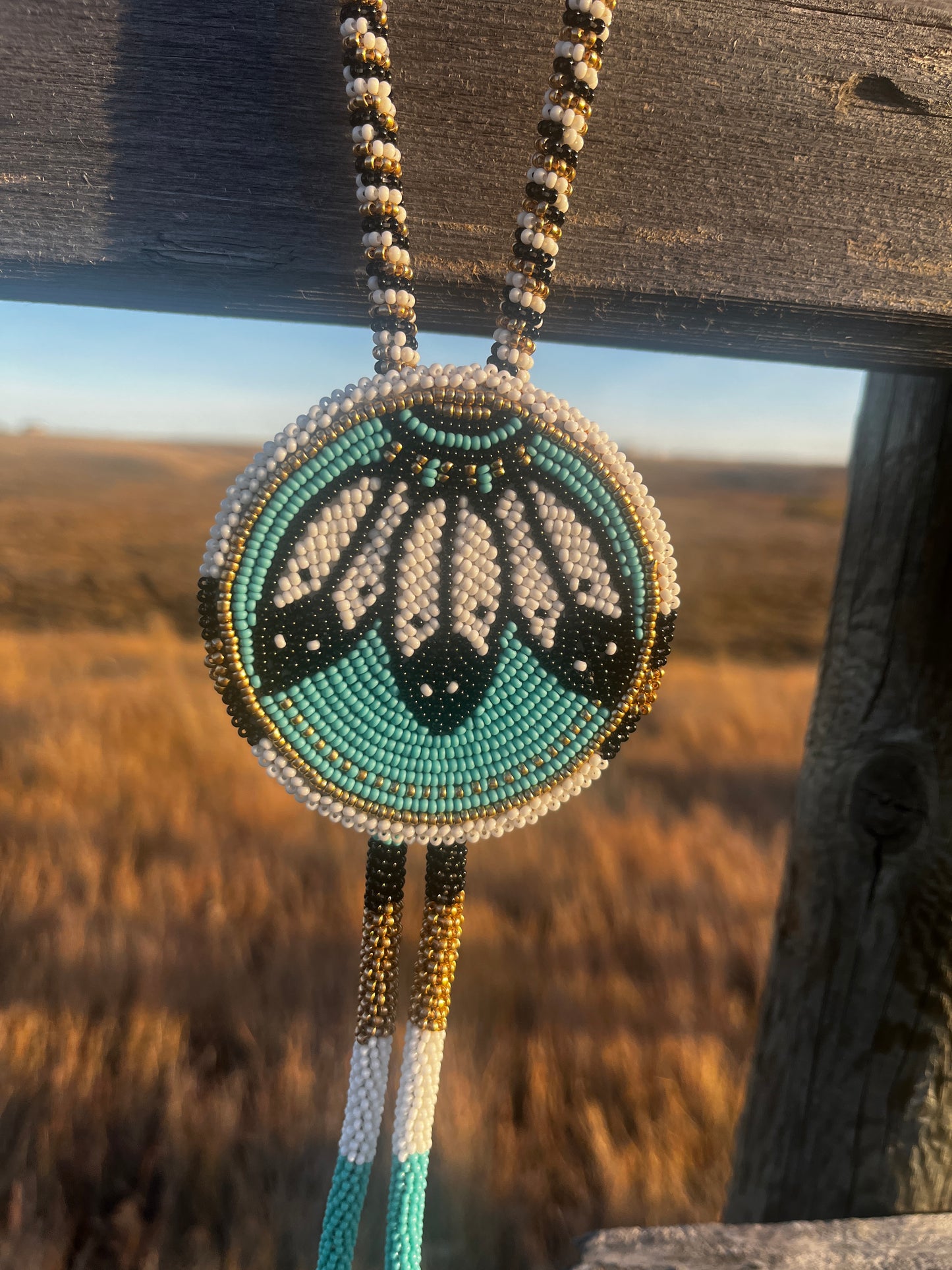 Beaded Bolo Tie - Feathers