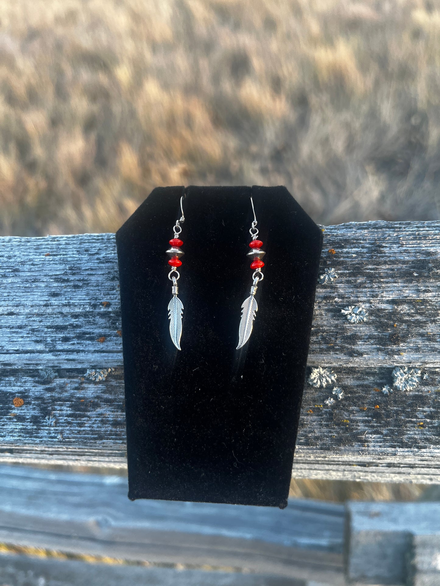 Coral & Sterling Silver Earrings
