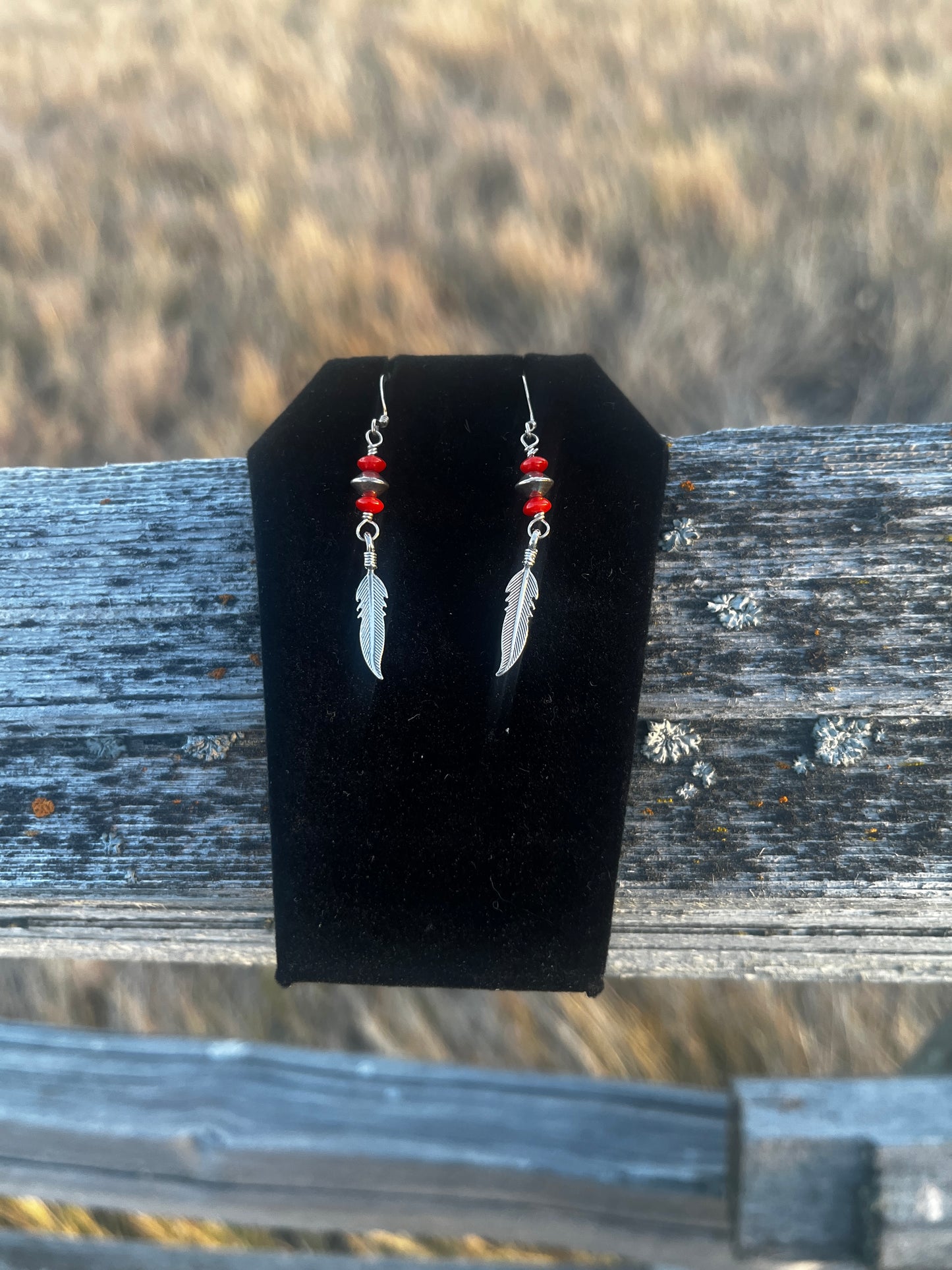 Coral & Sterling Silver Earrings