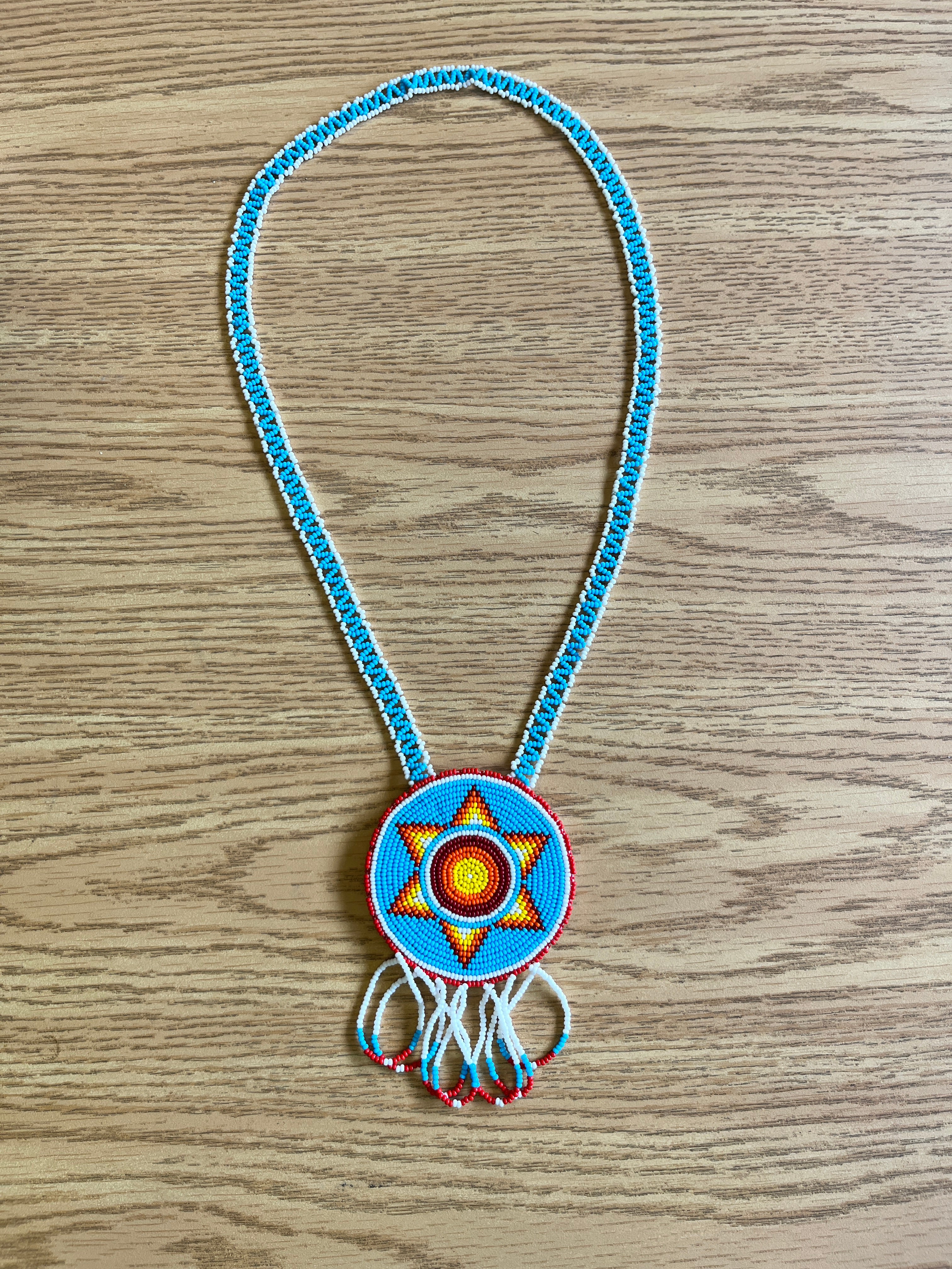 Native American Beaded Medallion/ Native American Jewelry/ Native American  Beadwork/ Beaded Necklace/ Beaded Medallion Necklace - Etsy