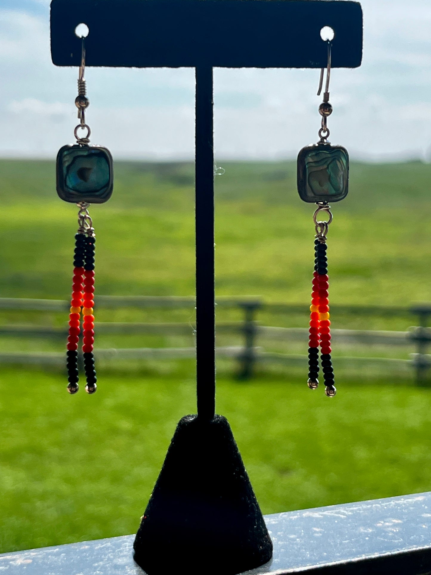 Abalone Shell & Glass Bead Earrings