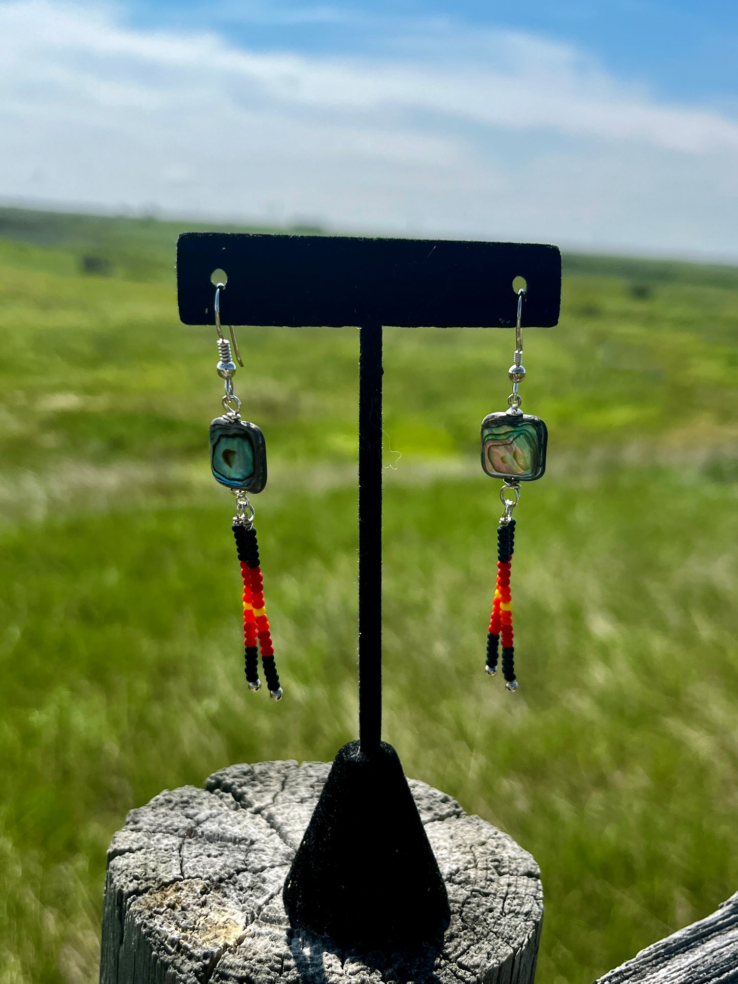 Abalone Shell & Glass Bead Earrings