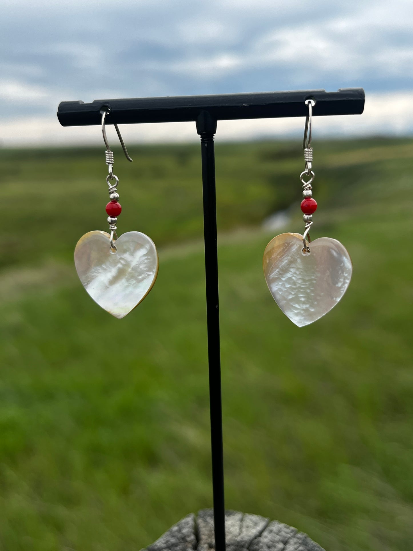 Mother of Pearl Heart Shell Earrings