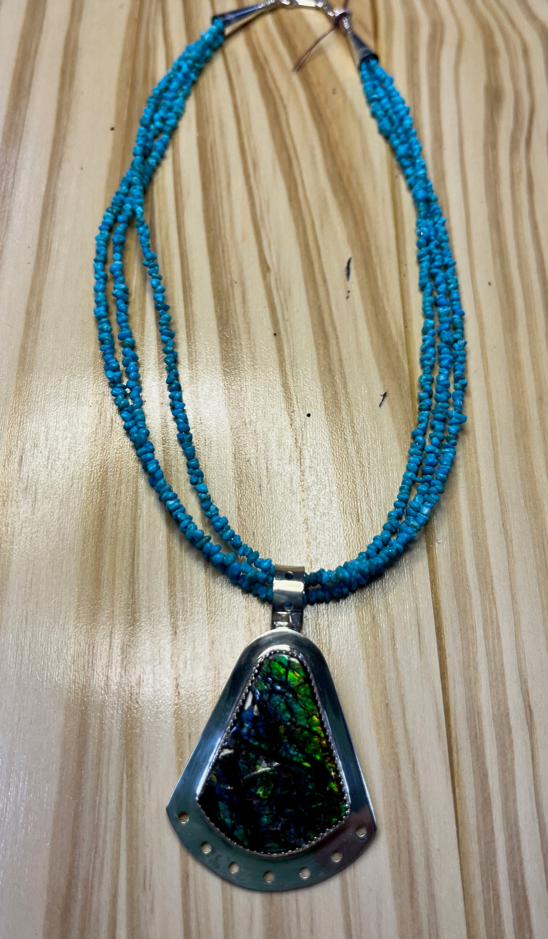 3 Strand Ammolite and Turquoise Necklace