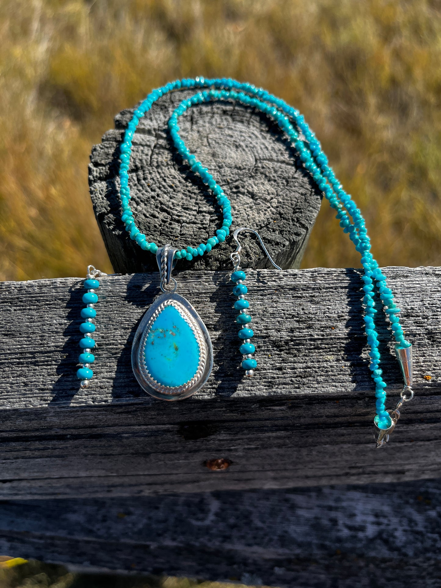 Turquoise Earrings & Necklace - Medium Teardrop