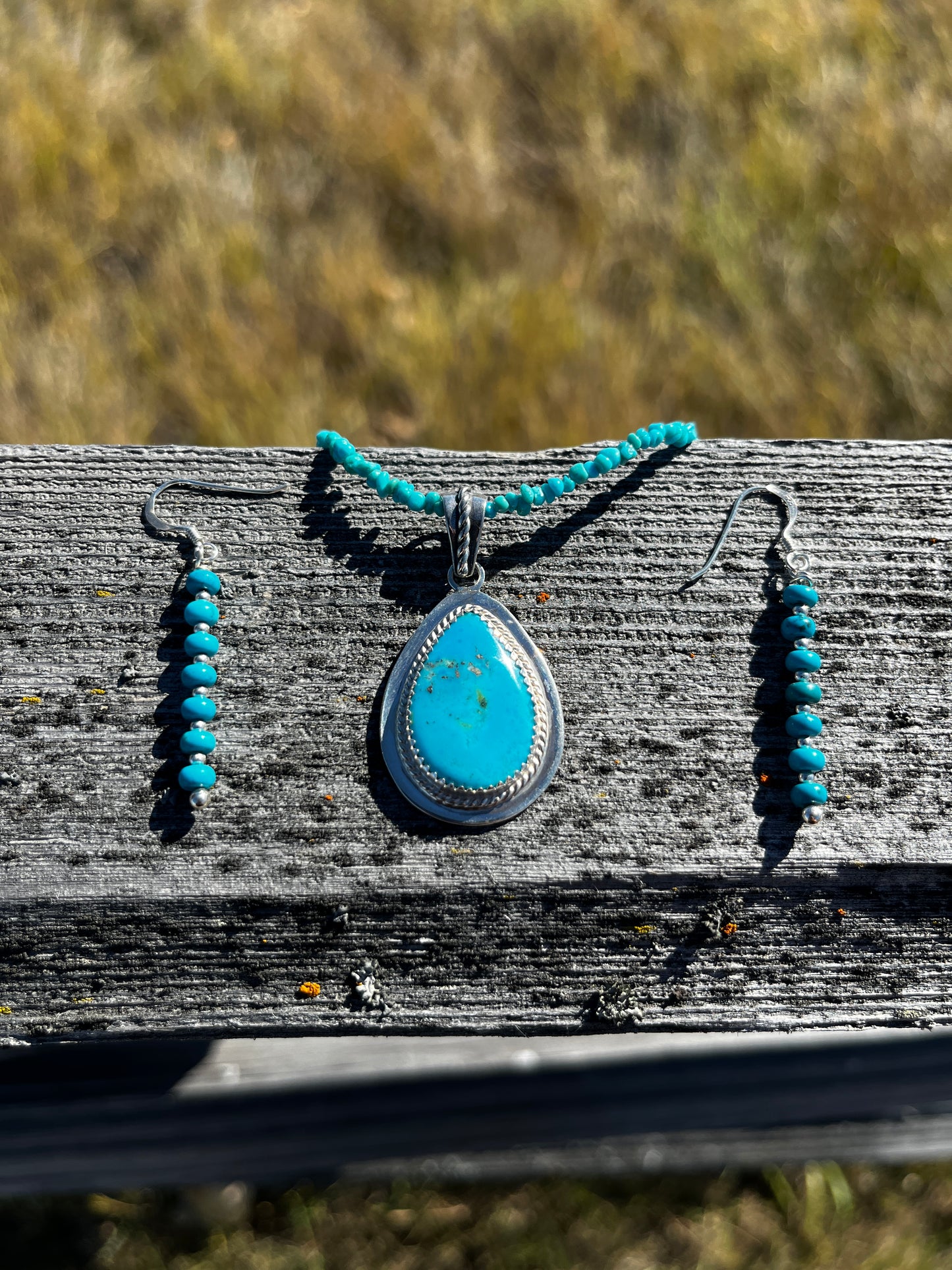 Turquoise Earrings & Necklace - Medium Teardrop