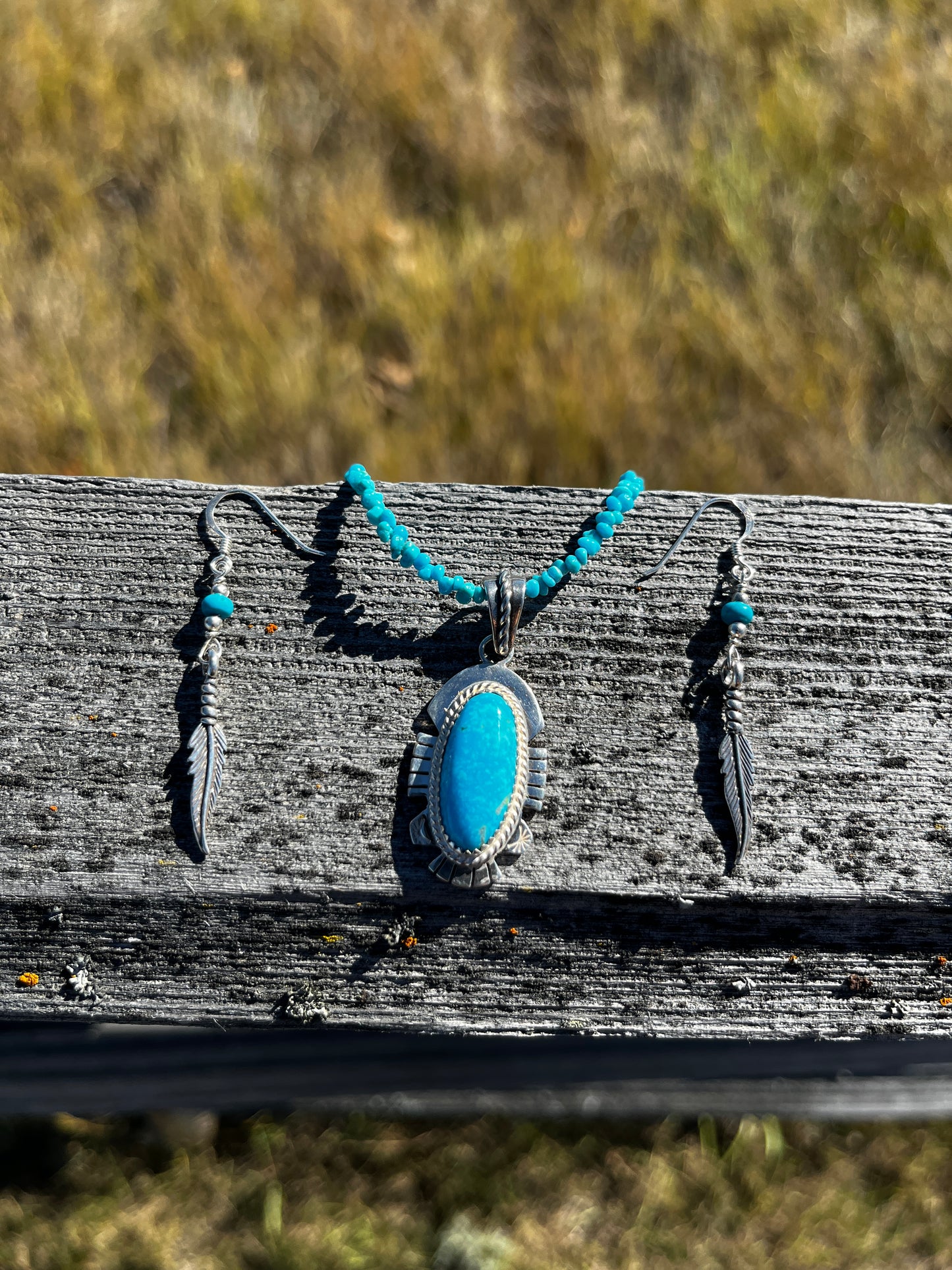 Tuquoise Earrings & Necklace - Oval
