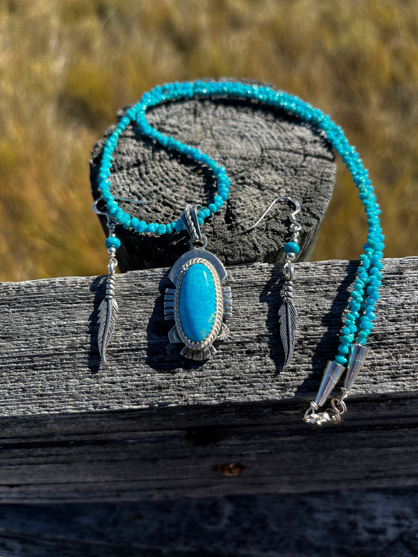 Tuquoise Earrings & Necklace - Oval