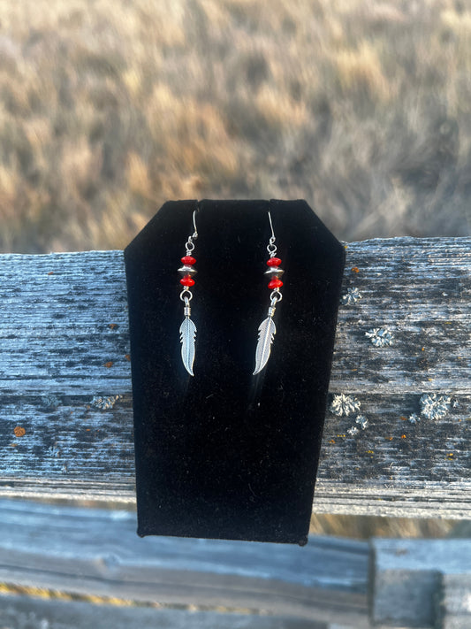 Coral & Sterling Silver Earrings