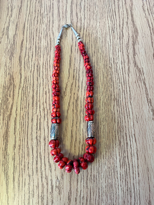 Coral & Sterling Silver Necklace