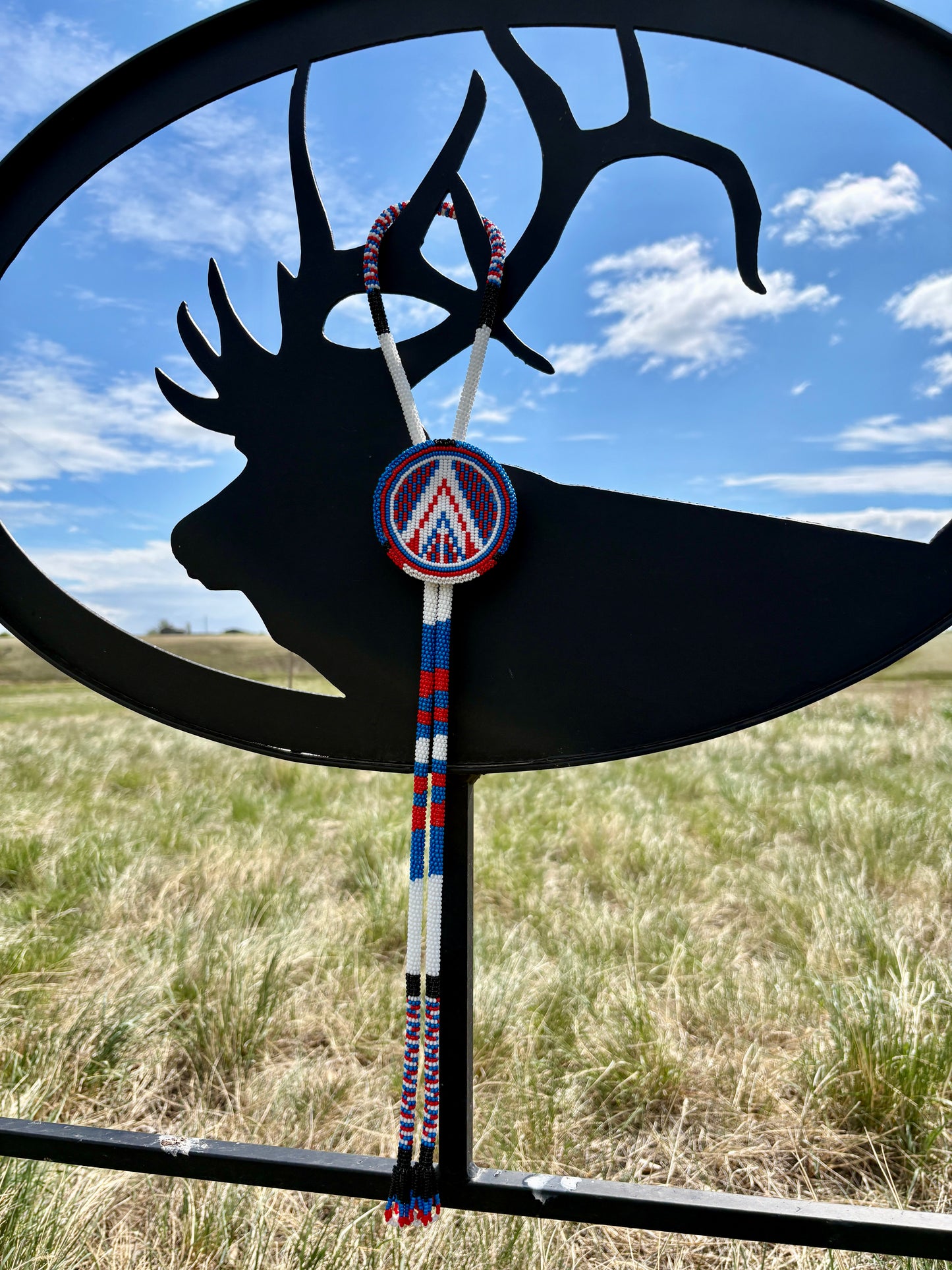 Beaded Bolo Tie - Geometric