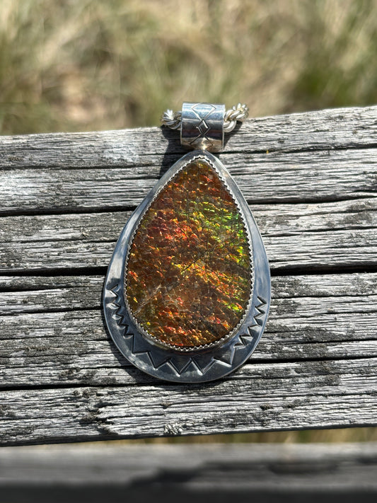 Ammolite Teardrop Pendant (large)