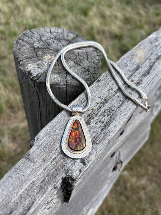Ammolite Teardrop Pendant