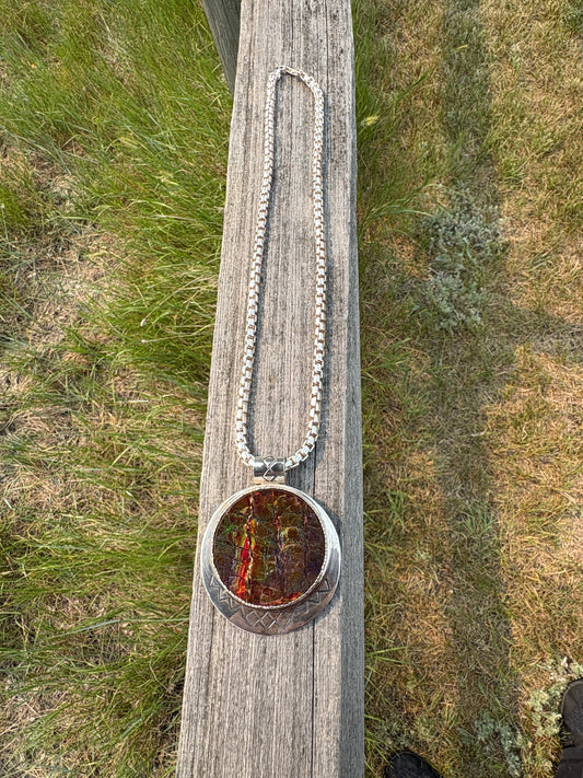 Ammolite Pendant with Sterling Silver Necklace