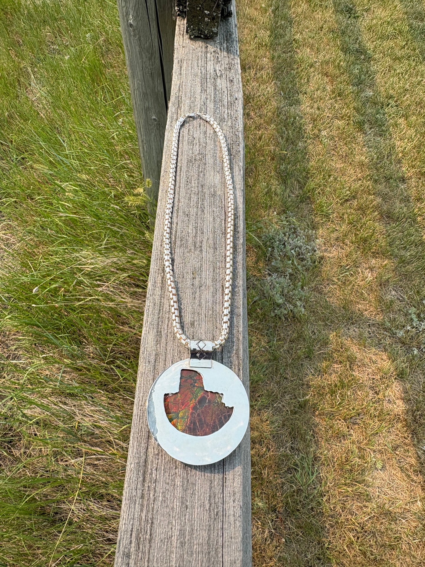Ammolite Pendant with Sterling Silver Necklace