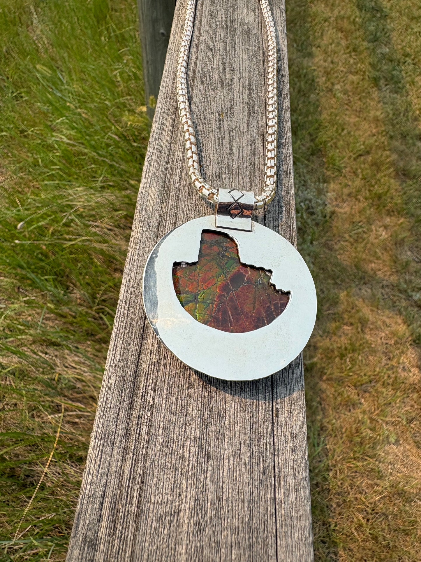 Ammolite Pendant with Sterling Silver Necklace