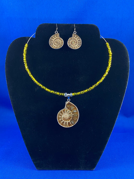Ammonite & Yellow Silverlined Seedbead Set